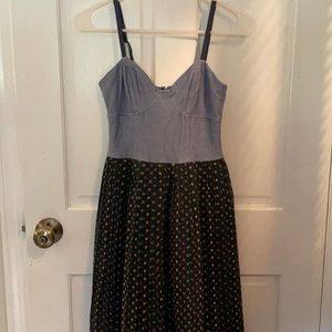 Motel Rocks Crissy denim polka dotted dress
